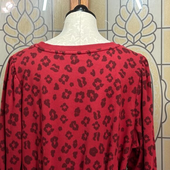Eloquii Elements Puff Sleeve Leopard Print Sweatshirt Dress Belted Size 22/24 - Picture 6 of 15